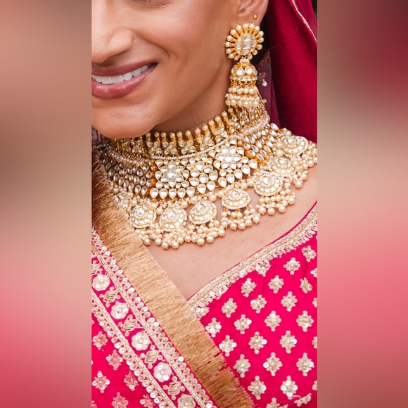 INDIAN/PUNJABI NECKLACE WEDDING OR RECEPTION SET!!! 💎✨ 5 PIECE SET - Picture 1 of 4
